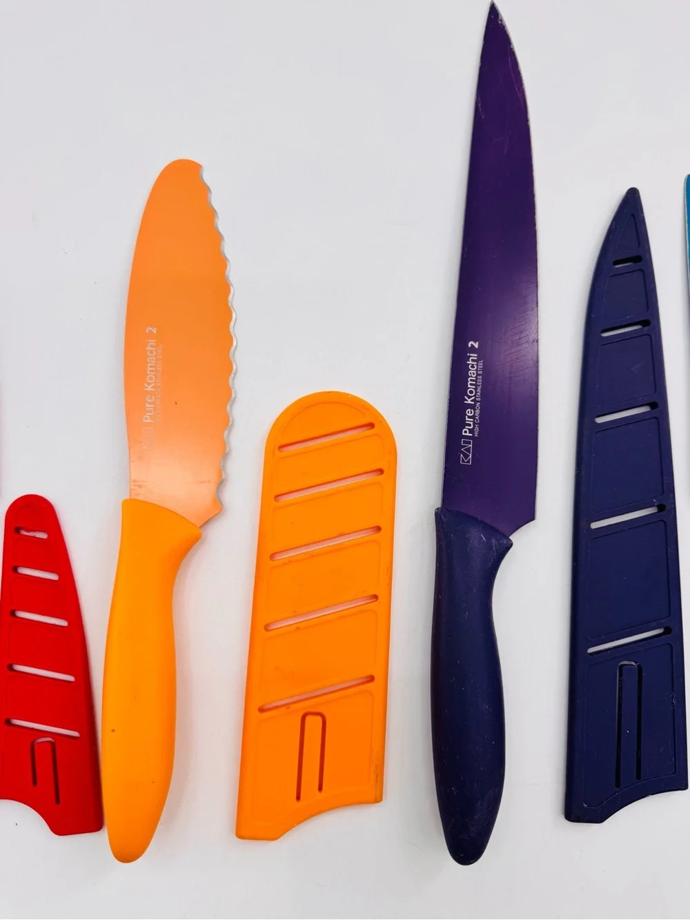 Kai Pure Komachi 5pc Knife Set Kitchen Knives Used Child Safe W Covers Cooking